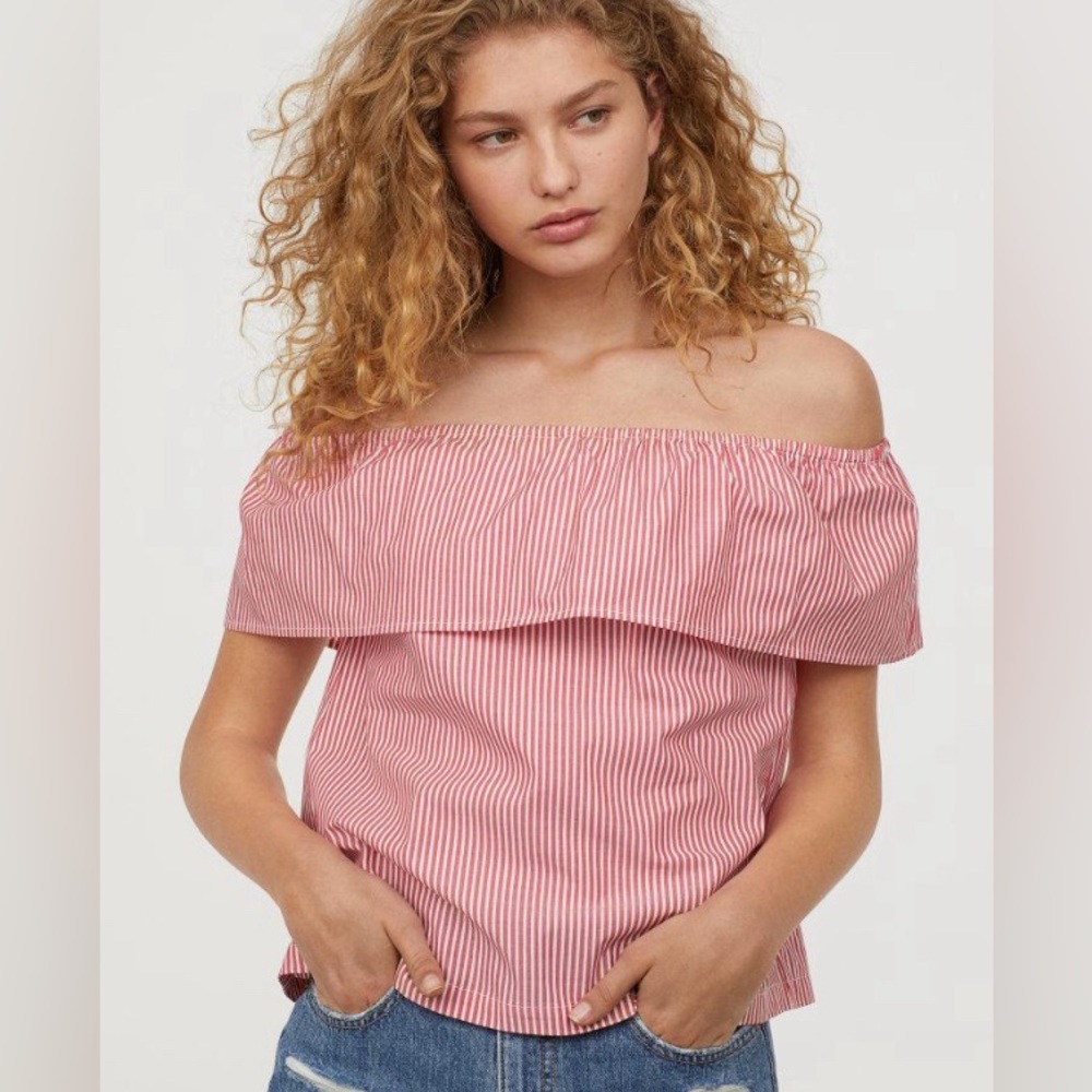 H&M striped off the shoulder top